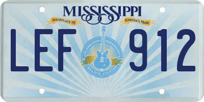 MS license plate LEF912
