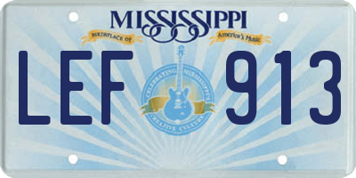 MS license plate LEF913
