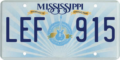 MS license plate LEF915
