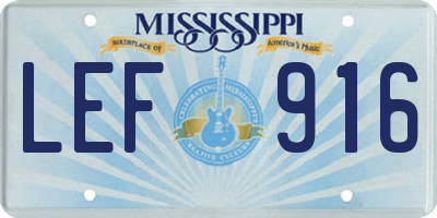 MS license plate LEF916