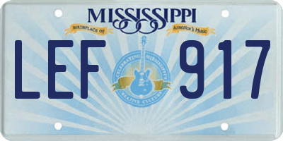 MS license plate LEF917
