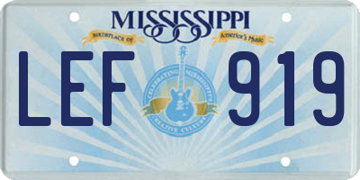 MS license plate LEF919