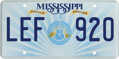MS license plate LEF920