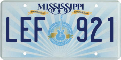 MS license plate LEF921