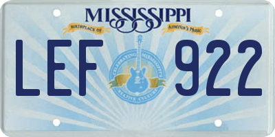 MS license plate LEF922