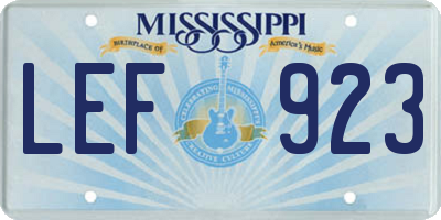 MS license plate LEF923