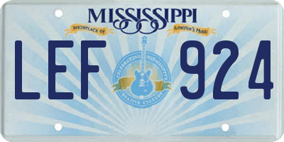 MS license plate LEF924