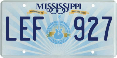 MS license plate LEF927
