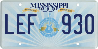 MS license plate LEF930