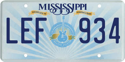 MS license plate LEF934