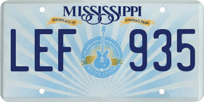 MS license plate LEF935
