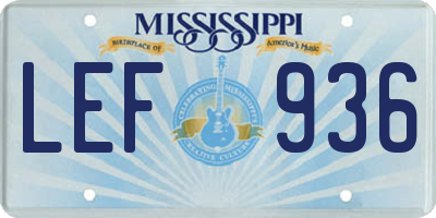 MS license plate LEF936