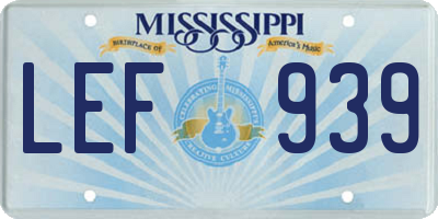 MS license plate LEF939