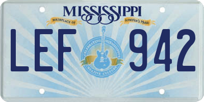 MS license plate LEF942