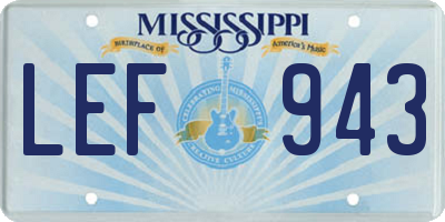 MS license plate LEF943