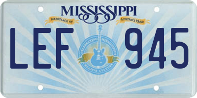 MS license plate LEF945