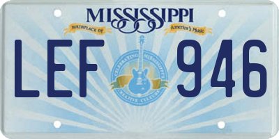 MS license plate LEF946