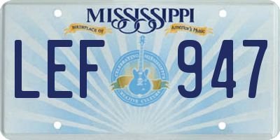 MS license plate LEF947