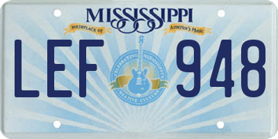 MS license plate LEF948