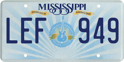 MS license plate LEF949