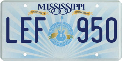 MS license plate LEF950