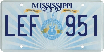 MS license plate LEF951