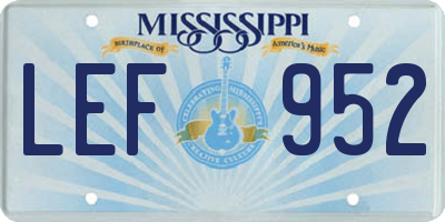 MS license plate LEF952