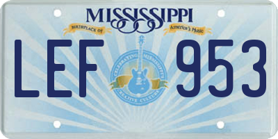 MS license plate LEF953
