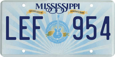 MS license plate LEF954