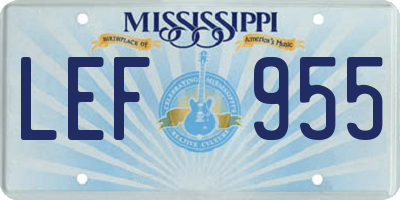 MS license plate LEF955