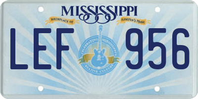 MS license plate LEF956