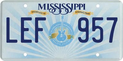 MS license plate LEF957