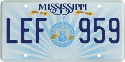 MS license plate LEF959