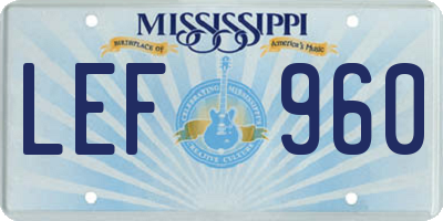 MS license plate LEF960