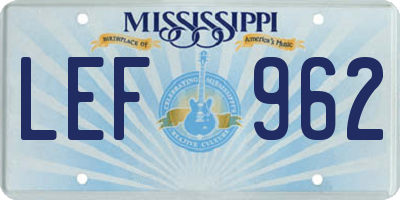 MS license plate LEF962
