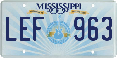MS license plate LEF963