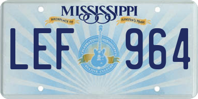 MS license plate LEF964