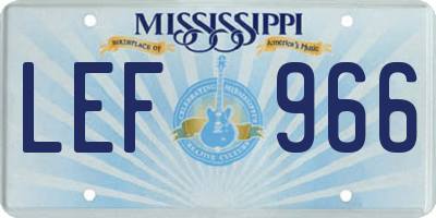 MS license plate LEF966