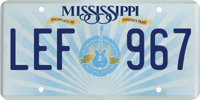 MS license plate LEF967