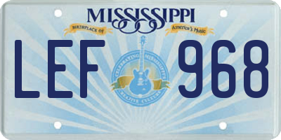 MS license plate LEF968