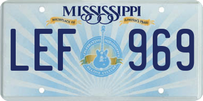 MS license plate LEF969