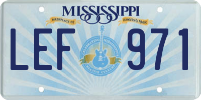 MS license plate LEF971
