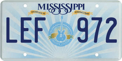 MS license plate LEF972