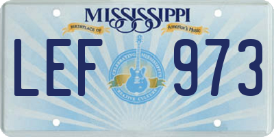 MS license plate LEF973