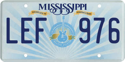 MS license plate LEF976