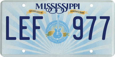 MS license plate LEF977