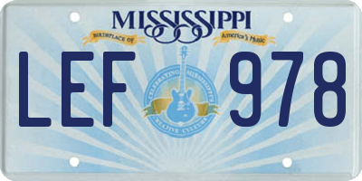MS license plate LEF978
