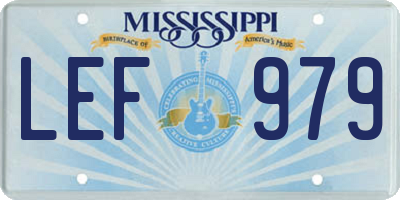 MS license plate LEF979