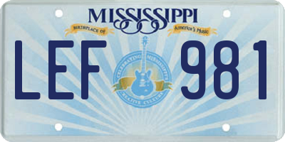 MS license plate LEF981
