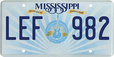 MS license plate LEF982